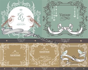 古朴花纹装饰框矢量图